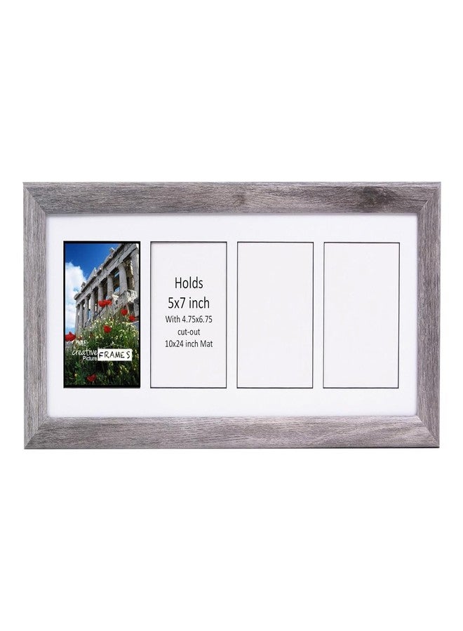 كرييتف بكتشر فريمز إطار صور إبداعي بأربعة فتحات، مصنوع من خشب البحر، بواجهة زجاجية، يتسع لصور مقاس 5 × 7 بوصة، بالإضافة إلى إطار أبيض مقاس 10 × 24 بوصة. - Image 1