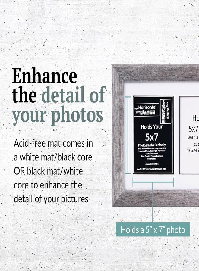 كرييتف بكتشر فريمز إطار صور إبداعي بأربعة فتحات، مصنوع من خشب البحر، بواجهة زجاجية، يتسع لصور مقاس 5 × 7 بوصة، بالإضافة إلى إطار أبيض مقاس 10 × 24 بوصة. - Image 4