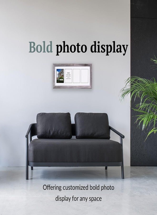 كرييتف بكتشر فريمز إطار صور إبداعي بأربعة فتحات، مصنوع من خشب البحر، بواجهة زجاجية، يتسع لصور مقاس 5 × 7 بوصة، بالإضافة إلى إطار أبيض مقاس 10 × 24 بوصة. - Image 2