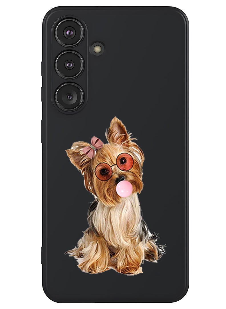 Theodor Protective Slim Fit Case Liquid Silicone Cover with Full Body Protection Anti-Scratch Shockproof Case For Samsung Galaxy S25 Plus (Black) - Dog with bubble - Image 1