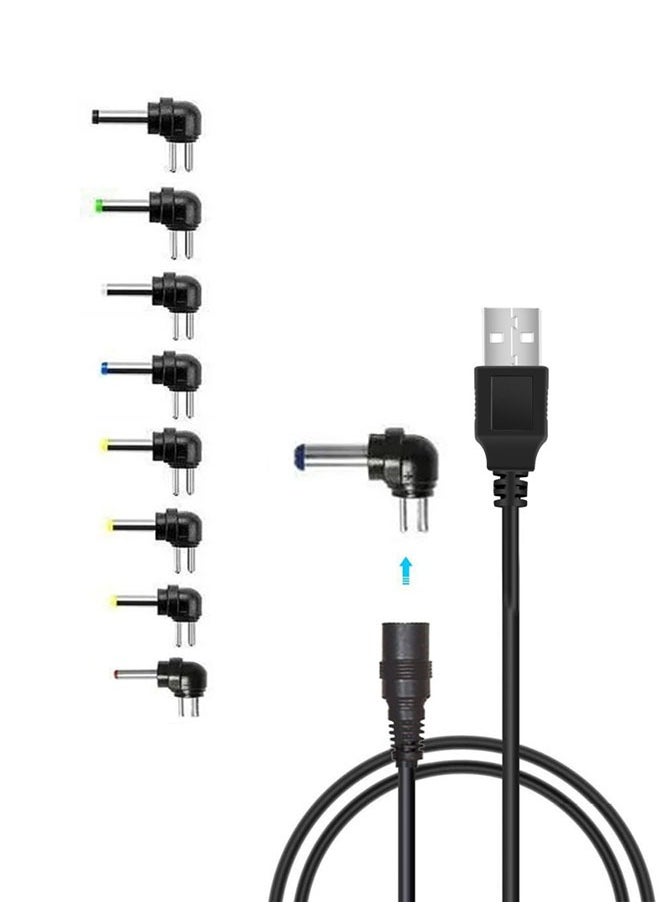 SJet - Universal 5V USB to DC 5V Power Cord 5.5 2.1 mm Plug Connector Tip Jack Charging Cable with 8 Connector Tips for POS Machine Credit Card Terminal Barcode Scanner - Image 1
