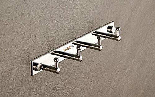 RISEOM Brass Wall-Mounted Hanger for Clothes,Towel Hook,Multipurpose,KtKt and Kju Designs (5 pins, KitKat Hook)