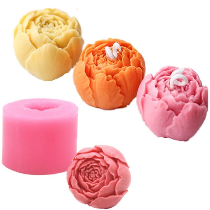SOFTCREATO Rose Bud Shape Candle Molds I 3D Peony Flower Silicone Wax Mould I for DIY Handmade Ornament Chocolate, Dessert, Cake Decor, Aromatherapy, Soap, Resin Casting, Art Craft - 1 Cavity (B) - Image 1