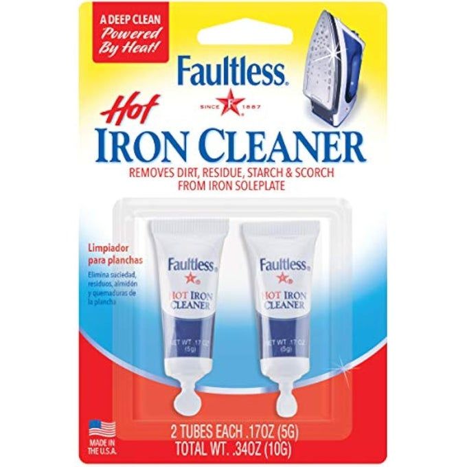 Faultless Hot Iron Cleaner, Non-Toxic Steam Iron Cleaner, Removes Melted Fabrics, Glue, Hard Water, Lime Deposits & Starch 2 X 0.17 oz Tubes Blister Packs - Image 1