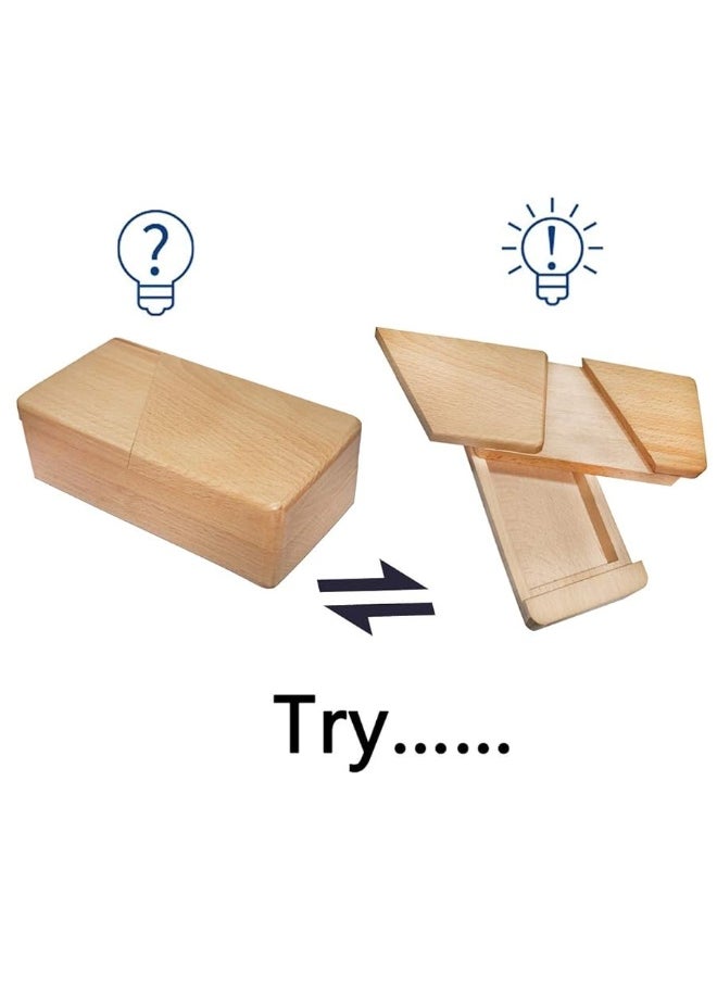 DC-BEAUTIFUL Impossible Puzzle Box 3D Brain Teaser Toy, Original Color Surprise Wooden Magic Box Gift Secret Box for Party Favor Birthday  - Image 1