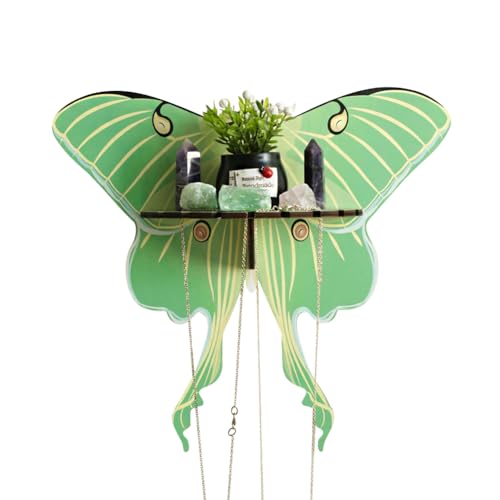 JruiZhp Butterfly Shelf， 1Pcs Green Butterfly Wooden Whimsigoth Decor Shelf Hanging Wall Shelf Floating Holder Shelves Storage Rack for Home Decoration - Image 1