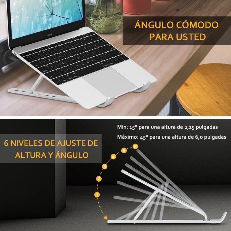 Babacom Laptop Stand, Ventilated Foldable Aluminium Notebook Stand for Cooling, Adjustable Laptop Holder Compatible with MacBook Air Pro, All 10 - 15.6 Inch Laptops - Image 2