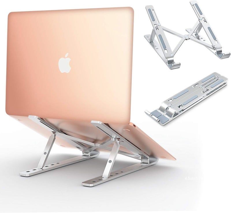 Babacom Laptop Stand, Ventilated Foldable Aluminium Notebook Stand for Cooling, Adjustable Laptop Holder Compatible with MacBook Air Pro, All 10 - 15.6 Inch Laptops - Image 1