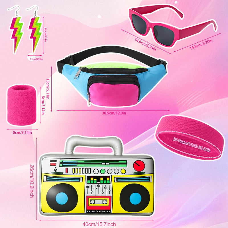 ZhouBoat Women's 80s 90s Tracksuit Costume Accessories Set Color Block Sportswear Retro Windbreaker Outfits Neon Fanny Pack Hip Hop Accessories L - Image 3