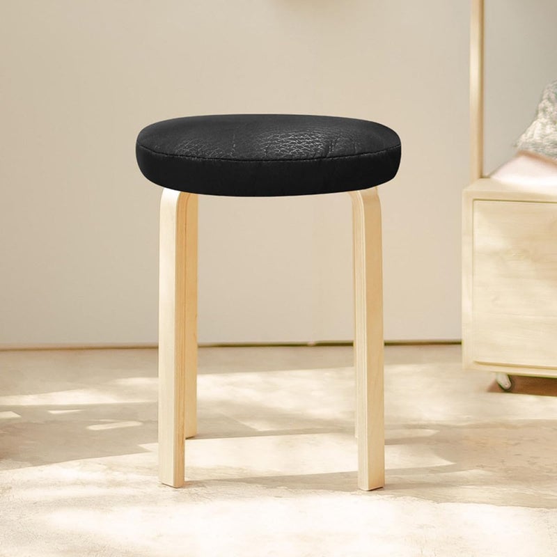 GALPADA Bar Stool Slipcovers 33cm Diameter Waterproof Pu Fabric Elastic Stretch Stool Covers for Kitchen and Bar Chairs, Washable Cushion Covers Black - Image 5