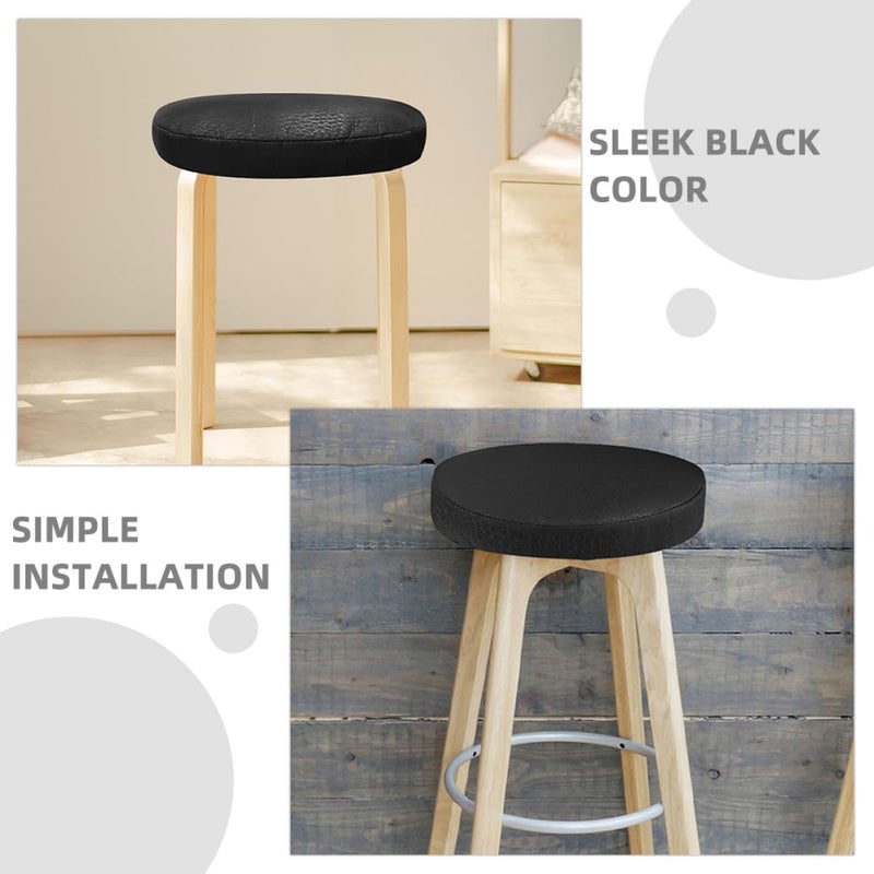 GALPADA Bar Stool Slipcovers 33cm Diameter Waterproof Pu Fabric Elastic Stretch Stool Covers for Kitchen and Bar Chairs, Washable Cushion Covers Black - Image 3
