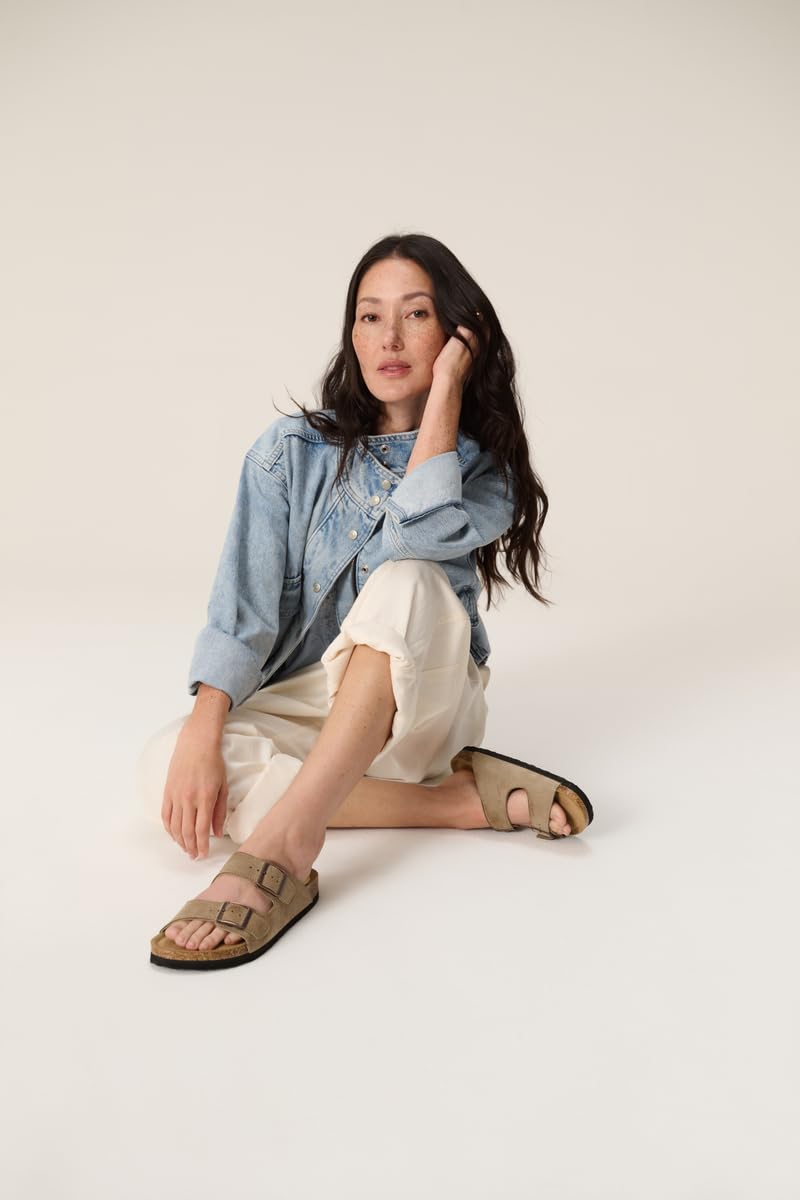 Project Cloud 100% Genuine Leather Flat Sandals For Women 2026 Cork Footbed Womens Sandals with Memory Foam and arch support Vacation Essentials Slides for Women Footwear (Venita, taupsu, 10) - Image 4