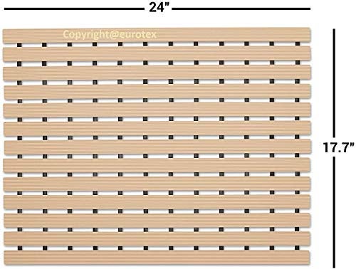 Eurotex Rectangular Shower Mat Non Slip for Bathroom, Anti Skid Bathtub Mat (Plastic Stripped- Rubber Base, 46cm x 61cm)- Beige - Image 3