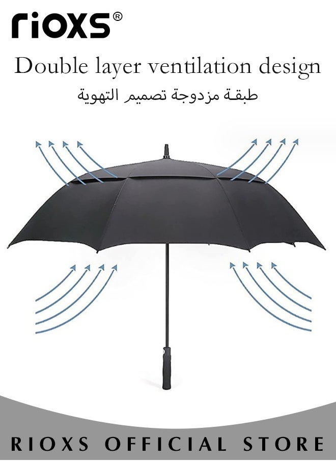 RIOXS - Extra Large Size Automatic Open Double Layer Golf Umbrellas Waterproof Windproof  Sun Rain Protection Umbrella with Comfortable Handle - Image 1