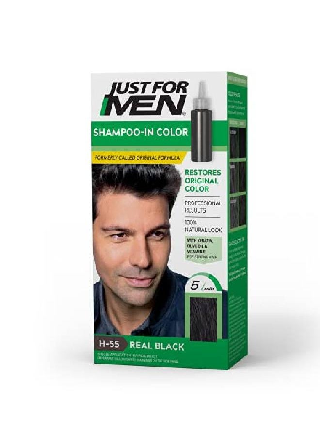 Just For Men شامبوين كولور (التركيبة الأصلية سابقًا) لتلوين الشعر الرمادي للرجال أسود حقيقي H55 (قد تختلف العبوة)  - Image 2