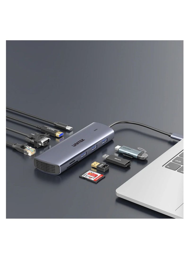 UNITEK "UNITEK 9-in-1 USB-C Hub: Dual Display, Dual Card Reader, 100W PD, and Seamless Connectivity for All Devices"  - Image 5
