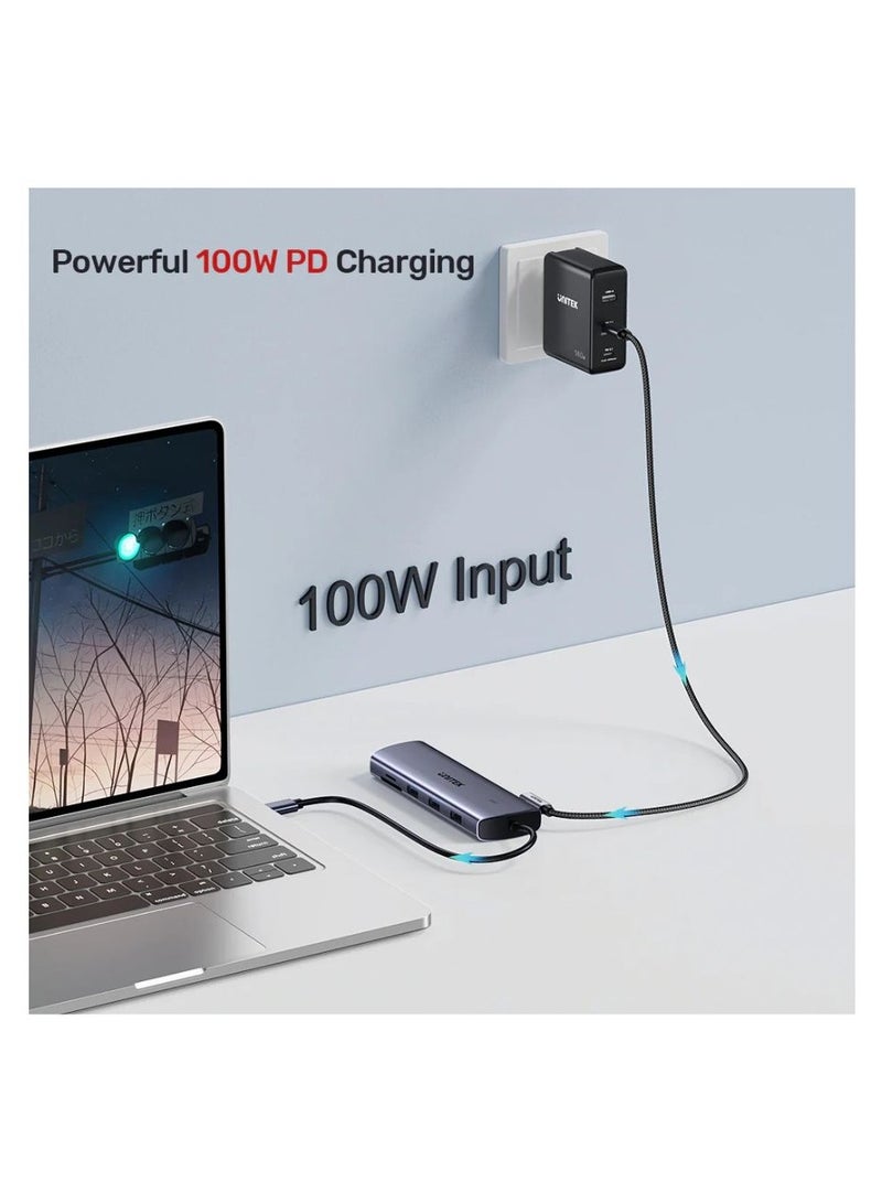 UNITEK "UNITEK 9-in-1 USB-C Hub: Dual Display, Dual Card Reader, 100W PD, and Seamless Connectivity for All Devices"  - Image 4