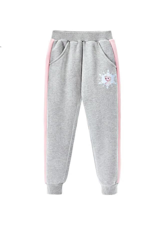 Disney Girls' Spring Elsa Princess Children'S Sports Pants Girls' Trousers Long Pants Jxaf5060D-1 Grey 150 - Image 1