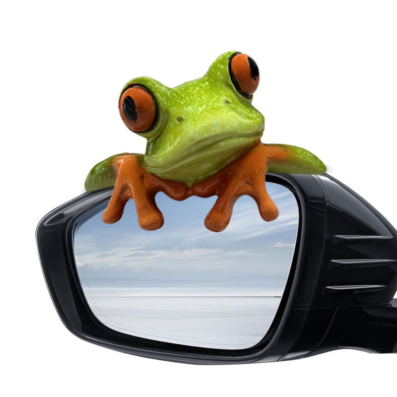 LHDOS Frog Car Rear View Mirror Ornament Personalized Frog Statue Funny Cute Car Dashboard Center Console Decoration Accessories Mini Frog Resin Craft for Desk Computer Monitor Front - Image 3