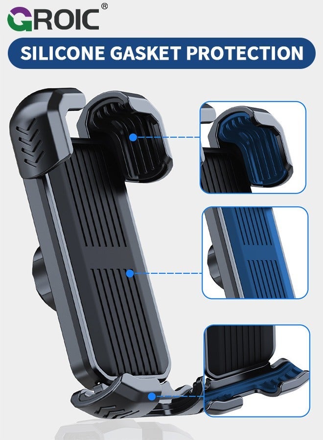 GROIC Black Bike Phone Holder, Motorcycle Mount – Bicycle Handlebar Cell Clamp, Scooter Clip for iPhone, Galaxy，and 4.7" - 6.8" Smartphones  - Image 2