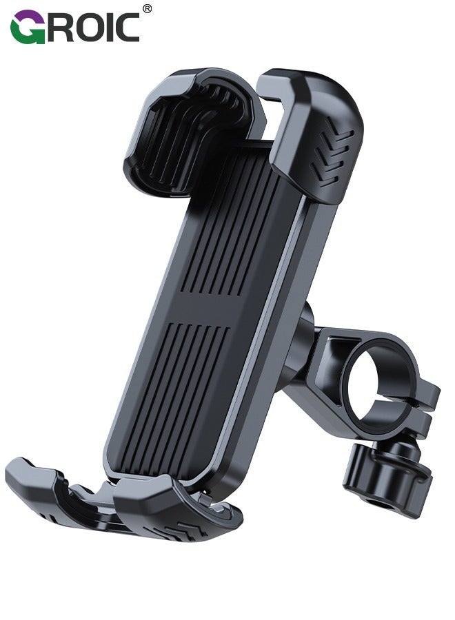 GROIC Black Bike Phone Holder, Motorcycle Mount – Bicycle Handlebar Cell Clamp, Scooter Clip for iPhone, Galaxy，and 4.7" - 6.8" Smartphones  - Image 1