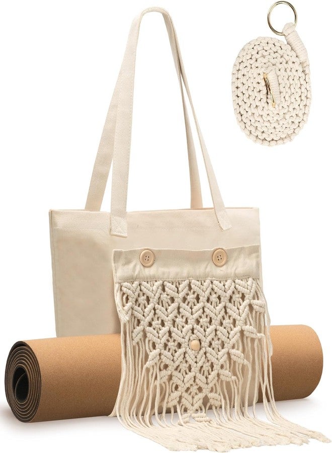 COTTONCUBE Macrame Yoga mat Bag Bohemian Handbags for gym Garden - Image 1