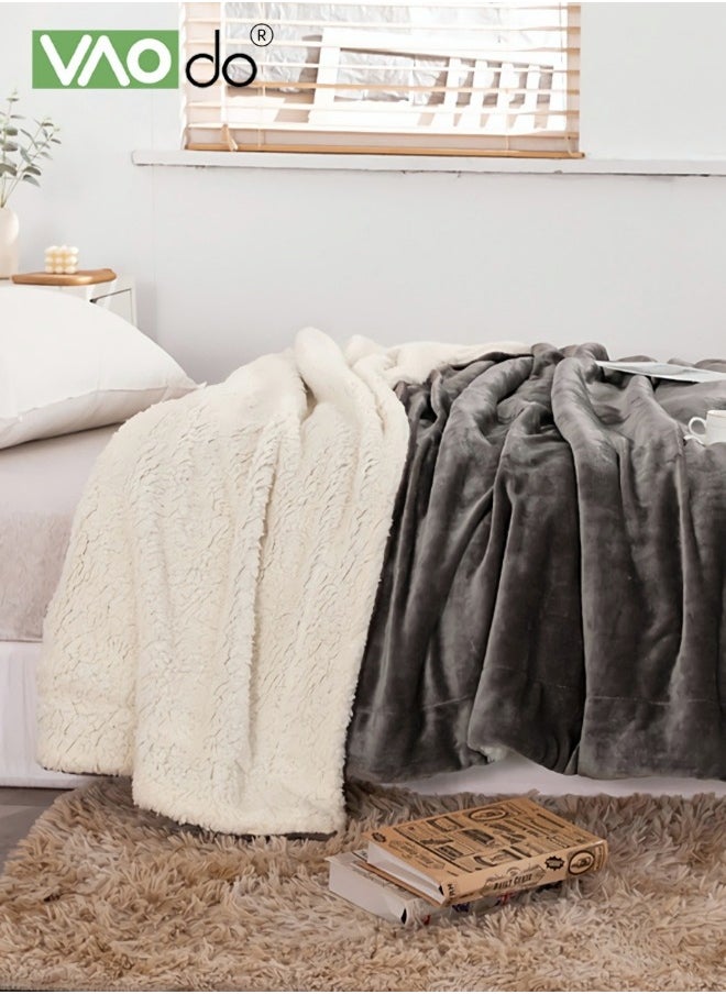 VAOdo Fleece Blanket Super Soft King Size Fleece Throw Blanket Warm and Cozy Reversible Plush Suitable for Office Bedroom Living Room 180*200cm  - Image 4