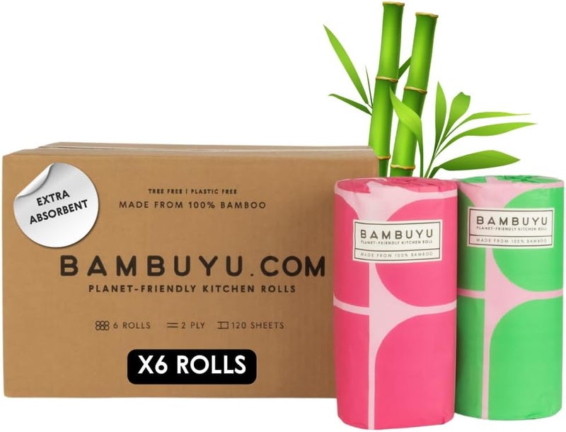 Bambuyu – Bamboo Kitchen Paper Towel | 6 Rolls (2-ply, 120 sheets) | Eco-Friendly, Plastic-free, Absorbent, Family-safe - Image 5