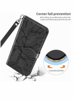 KASTWAVE Wallet Case for Samsung Galaxy S21 Ultra, Embossed Tree Premium PU Leather [Folio Flip][Kickstand][Card Slots][Wrist Strap][6.8 inches] Cover for Samsung S21 Ultra, Shockproof PC & TPU Bumper (Black)  - Image 2