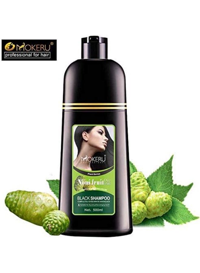 MOKERU Noni Fruit Black Hair Dye Shampoo 500ml - Image 3