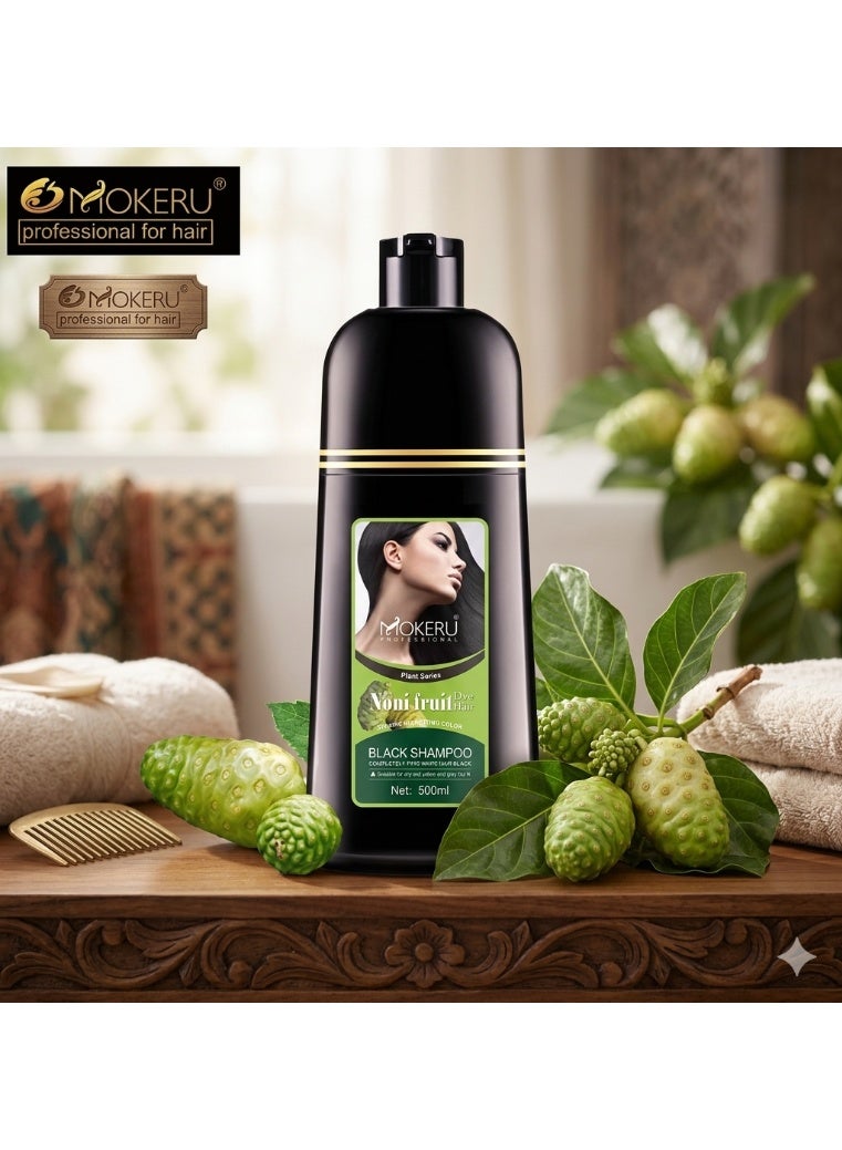 MOKERU Noni Fruit Black Hair Dye Shampoo 500ml - Image 5