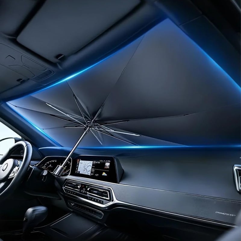 Foldable Windshield Sun Shade Umbrella, 55" x 31" Reflective Car Window Cover for Front Window Heat Insulation Protection - Image 1