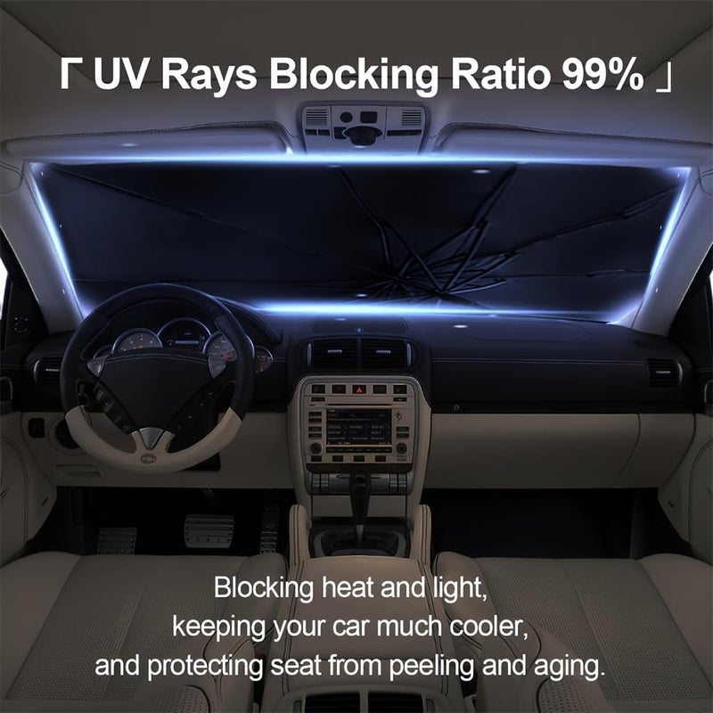 Foldable Windshield Sun Shade Umbrella, 55" x 31" Reflective Car Window Cover for Front Window Heat Insulation Protection - Image 3