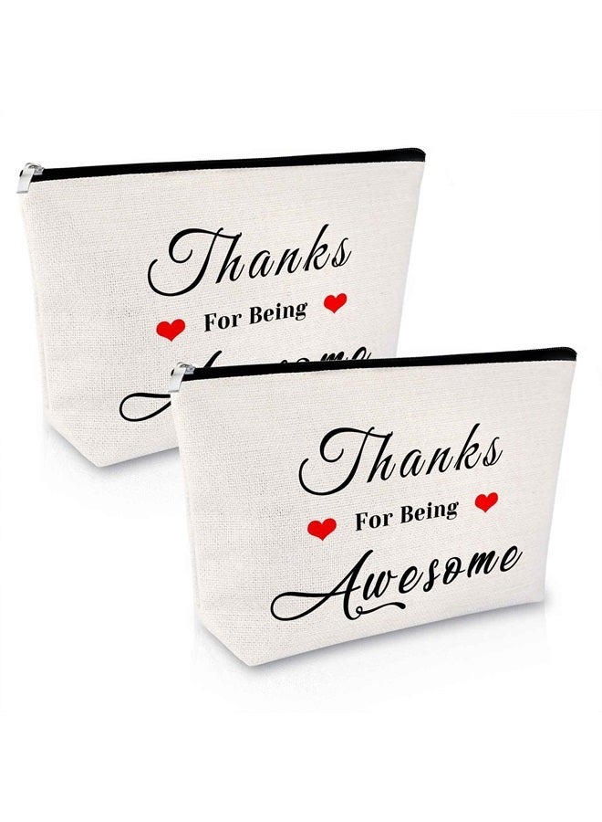 Sfodiary 2Pcs Thank You Gifts for Women Makeup Bag Appreciation Gift for Coworkers Boss Inspirational Gifts for Friends Sister Cosmetic Bags Birthday Gift for Mom Grandma Christmas Gift Travel Cosmetic Pouch - Image 1