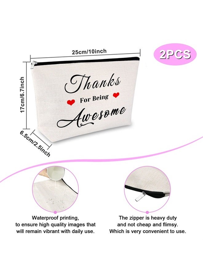Sfodiary 2Pcs Thank You Gifts for Women Makeup Bag Appreciation Gift for Coworkers Boss Inspirational Gifts for Friends Sister Cosmetic Bags Birthday Gift for Mom Grandma Christmas Gift Travel Cosmetic Pouch - Image 2