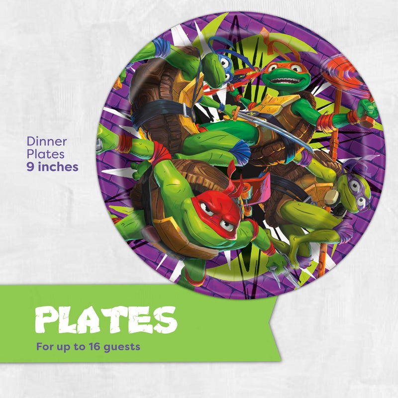 Unique Teenage Mutant Ninja Turtle Party Decorations | 16 Plates & 16 Napkins | Officially Licensed | NInja Turtle Birthday Party Supplies | TMNT Mutant Mayhem Movie - Image 3
