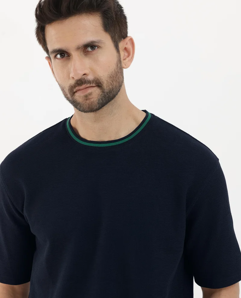 Rare Rabbit Men's Oversized Textured T-Shirt