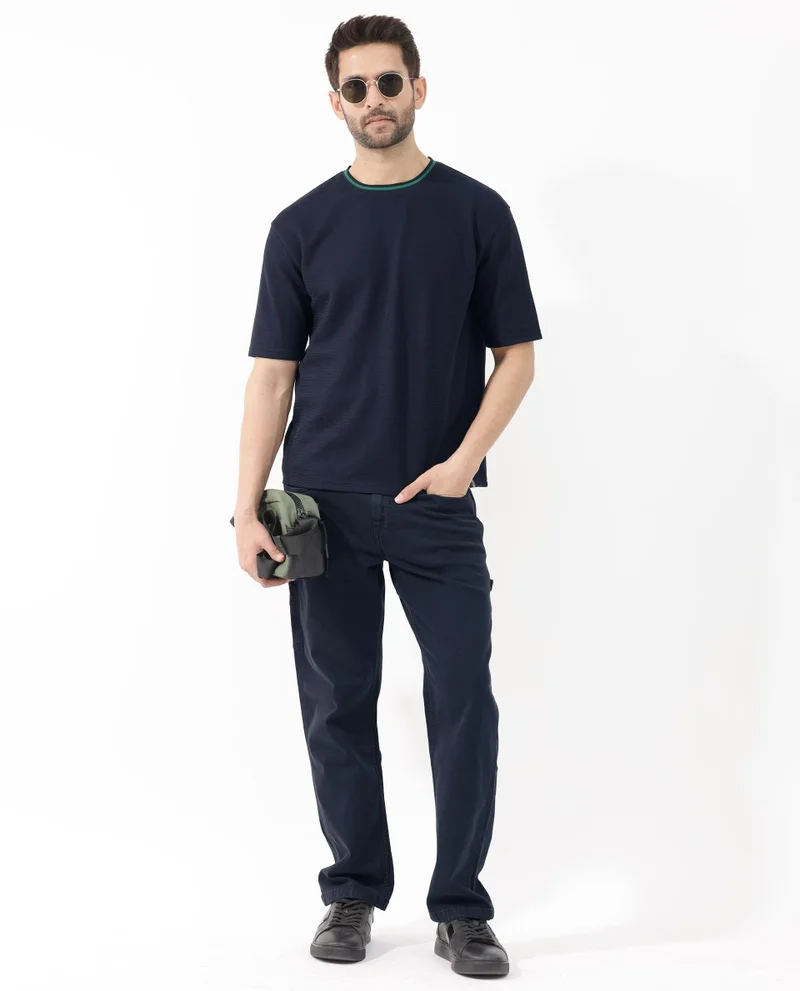 Rare Rabbit Men's Oversized Textured T-Shirt