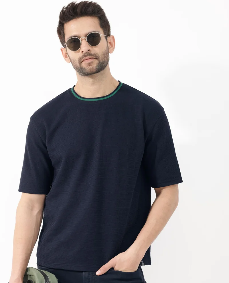 Rare Rabbit Men's Oversized Textured T-Shirt