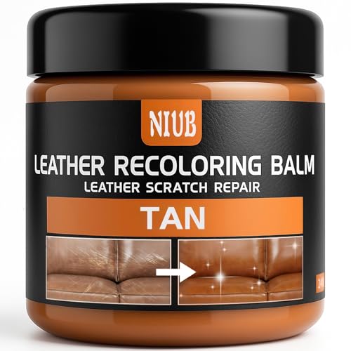 NIUB Leather Recoloring Balm Leather Color Restorer Scratch Repair Leather Paint for Furniture Couches Car Seats Shoes Bags Leather Dye and Restorer Restores Faded and Scratched LeatherTAN - Image 1