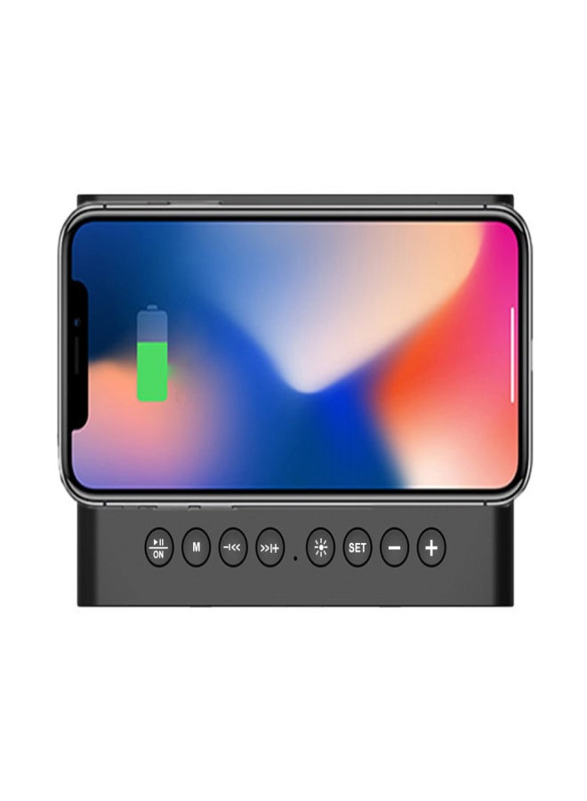 مكبرات صوت لاسلكية BT-508 بتقنية بلوتوث 5.0، شاشة عرض الوقت، مضخم صوت مزدوج، ساعة منبه، دعم الشحن اللاسلكي للهاتف، منفذ بطاقة TF، منفذ USB، مدخل AUX، راديو FM، مكالمات بدون استخدام اليدين مع ميكروفون - Image 3