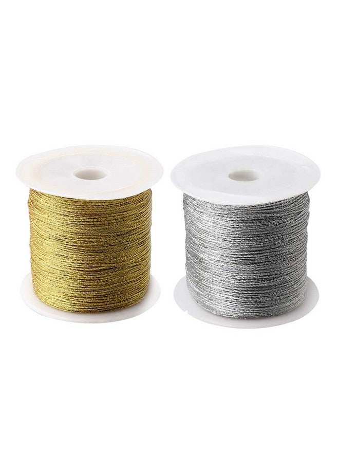 Pengxiaomei 218 Yards/656 Feet Metallic Cord 2 Pcs Spool Metallic Thread Colored Jewelry Thread Colored Craft Gold String Tinsel String Craft Making Cord For Gift Wrapping(0.5Mm) - Image 4