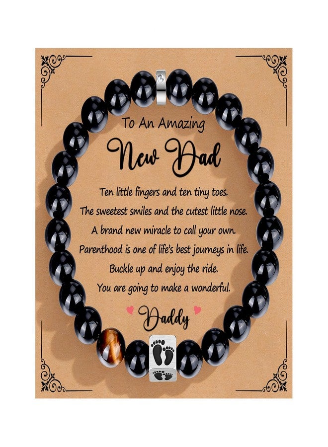 FLHEART Gift for Men Cross Chain Bracelets for Men Women, New Dad Gifts - Love/Strength - Natural Stone Bracelets for Men - First Time Dad Gifts, Daddy to be Bracelet Valentine's Day - Image 1