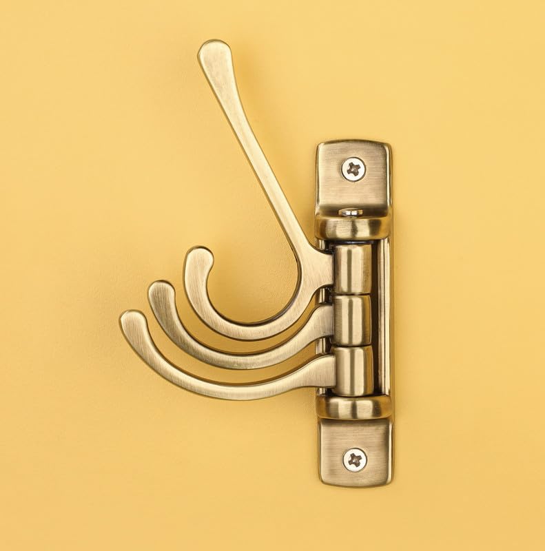 iSTAR Metal Flexible 4 Pin Hooks Bathroom Cloth Hanger Wall Hook Door Robe Hooks for Hanging Keys, Clothes, Towel (Antique) Pack of 1 - Image 2