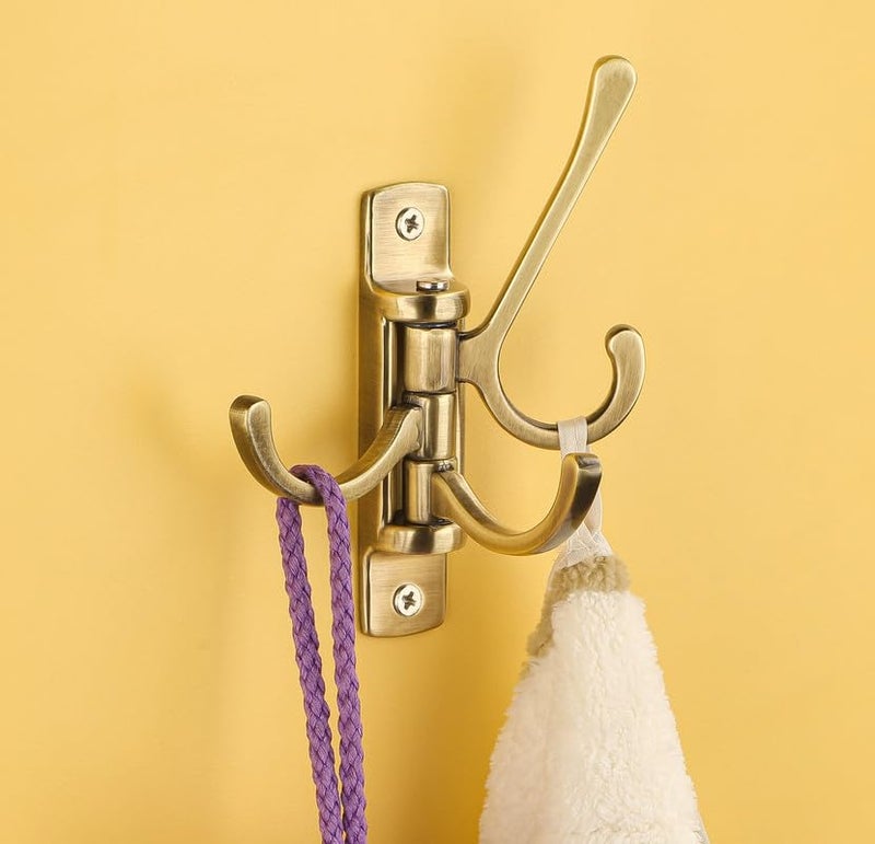 iSTAR Metal Flexible 4 Pin Hooks Bathroom Cloth Hanger Wall Hook Door Robe Hooks for Hanging Keys, Clothes, Towel (Antique) Pack of 1 - Image 4