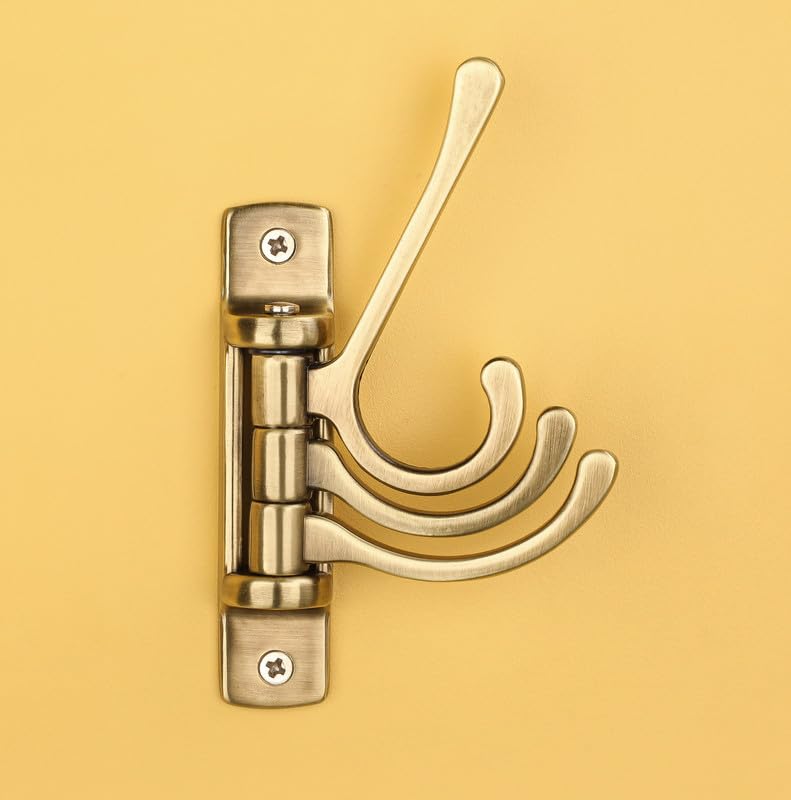 iSTAR Metal Flexible 4 Pin Hooks Bathroom Cloth Hanger Wall Hook Door Robe Hooks for Hanging Keys, Clothes, Towel (Antique) Pack of 1 - Image 1