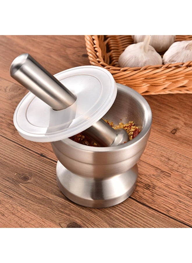 Mortar and Pestle Sets 18/8 Brushed Stainless Steel Spice Grinder Pill Crusher Molcajete Herb Bowl - Image 4