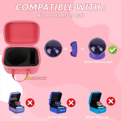 YouKnow Travel Case for Bitzee Hamster Ball Interactive Toy Shockproof Storage with Custom Foam Insert Carry Handle Fits Electronic Pet Toy Dock Only Case Pink - Image 5