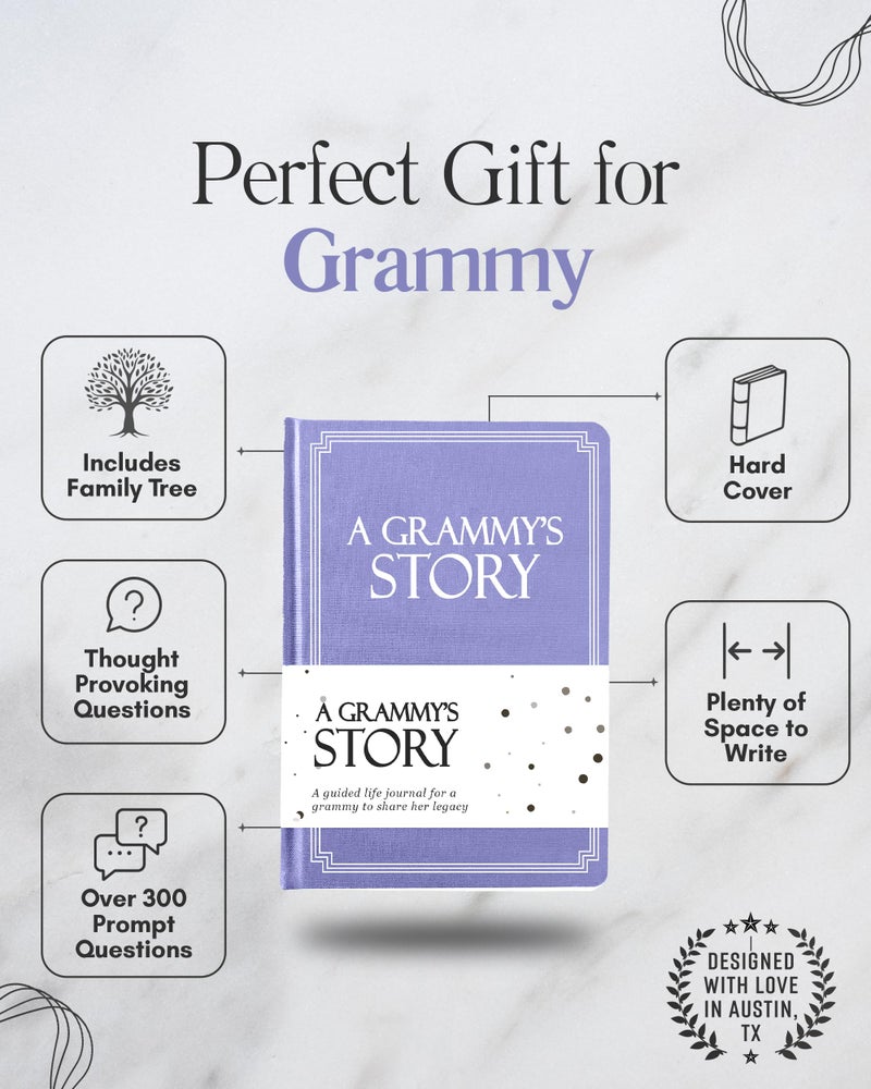 Coco & Lan Grammy's Life Story Journal (Hardcover): A Meaningful Keepsake for Grammy to Share Her Journey & Memories, Book Includes 250+ Prompt Questions, Sentimental Gift for Mother's Day, Birthday, Christmas - Image 2