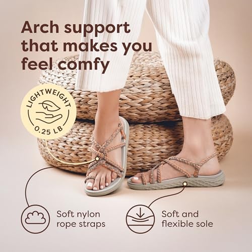 Plaka Explore Hiking Sandals for Women, Arch Support women's Walking Sandals with Adjustable Straps, Waterproof Strappy Sandals for Beach, poolside and Travel|Peach Brazilian Sand, size 9 - Image 2
